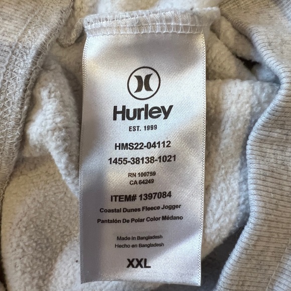 Hurley Heather Gray Men's Joggers - Picture 4 of 4
